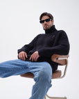 Destroyed Black Turtleneck