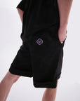 Black Wide Fitted Shorts