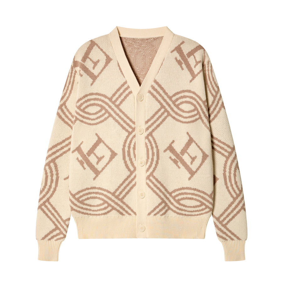 Monogram Knitted Creme Cardigan