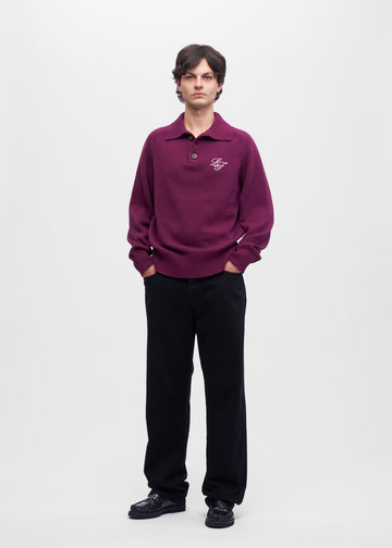 80's Mulberry Knitted Poloshirt