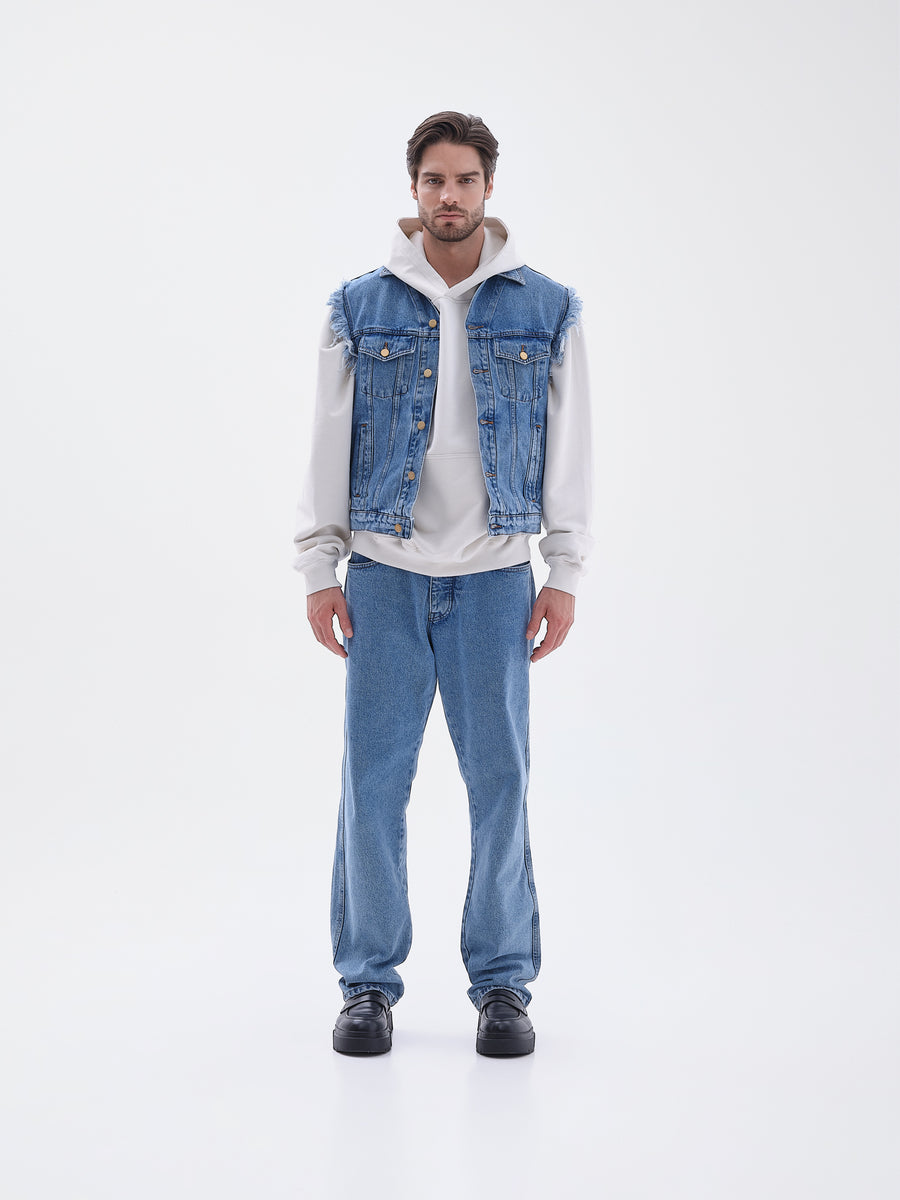 Acid Washed Denim Vest