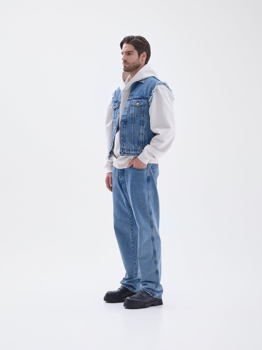 Acid Washed Denim Vest