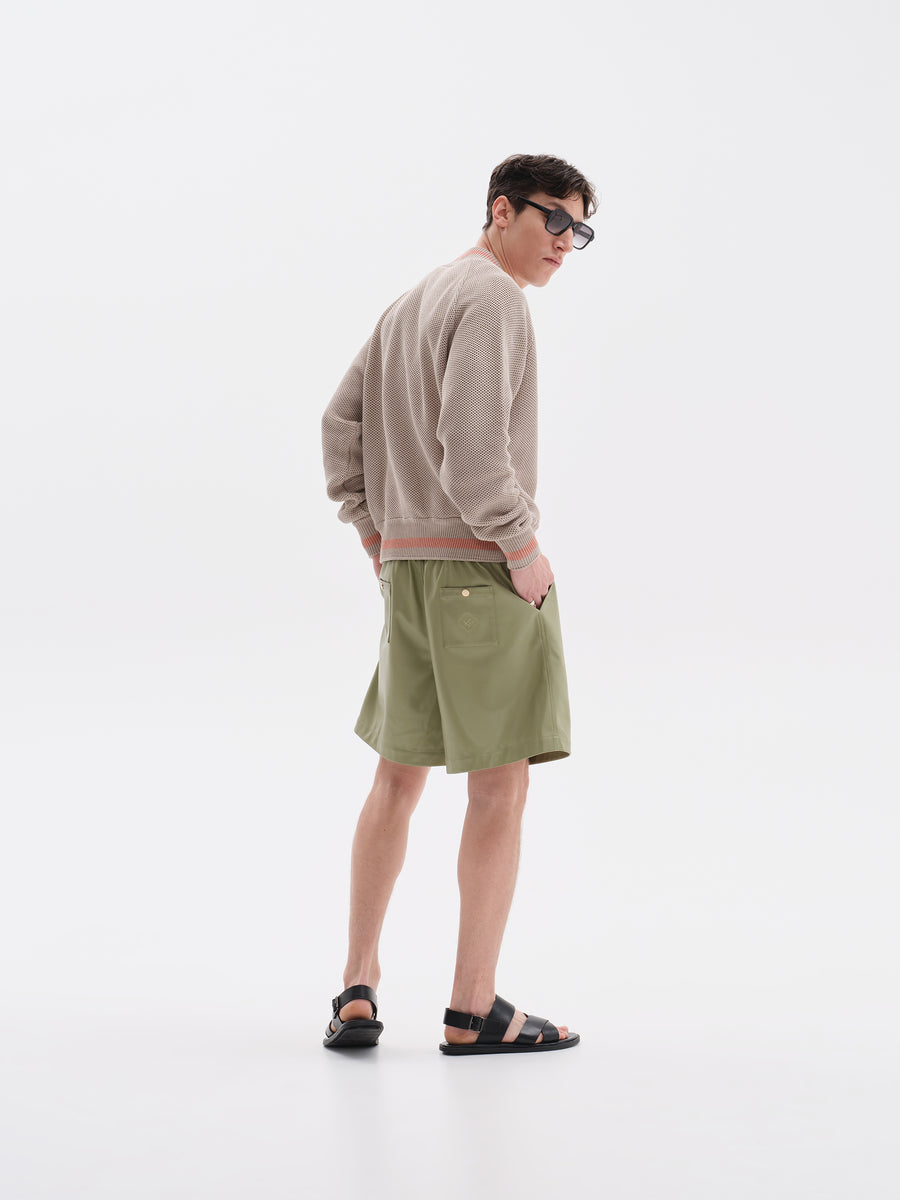 V.Leather Green Shorts