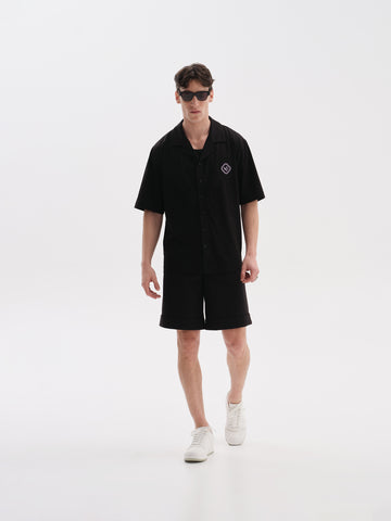 Black Wide Fitted Shorts