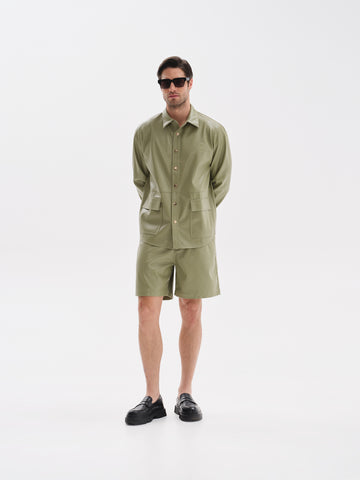 V.Leather Green Overshirt