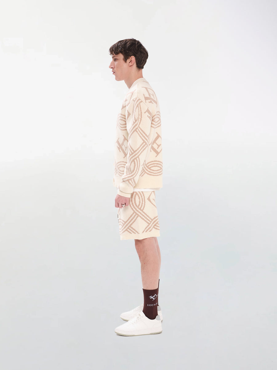 Monogram Knitted Creme Cardigan