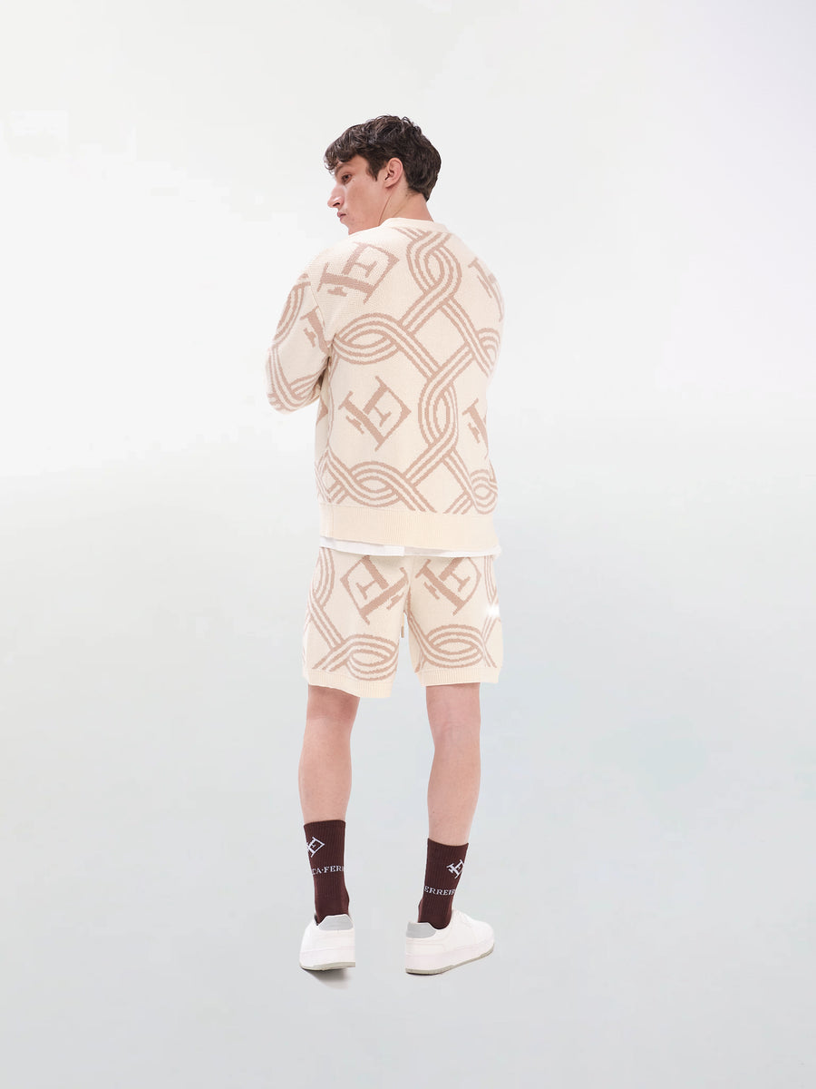 Monogram Knitted Creme Cardigan