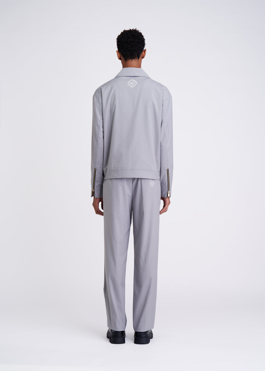 Patched Workwear Gray Jacket