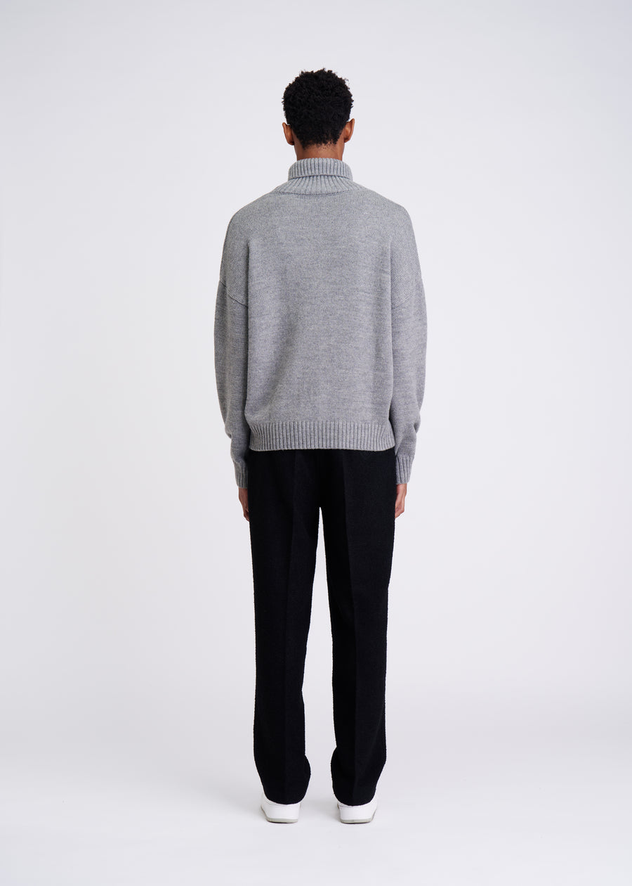 Patched Gray Turtleneck