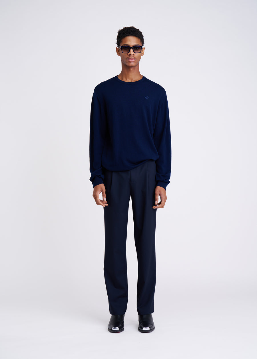 Fine Merino Navy Crewneck