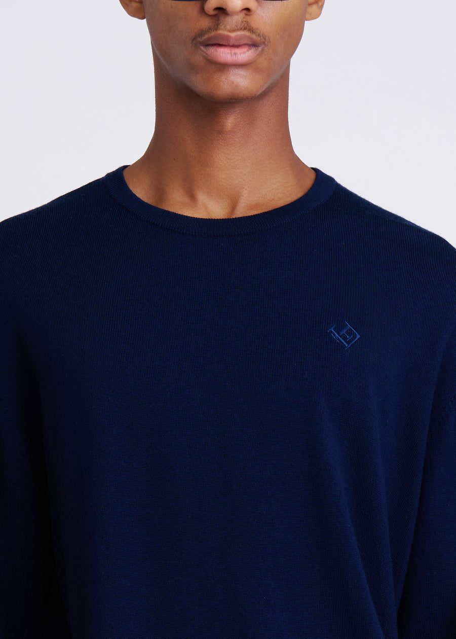 Fine Merino Navy Crewneck