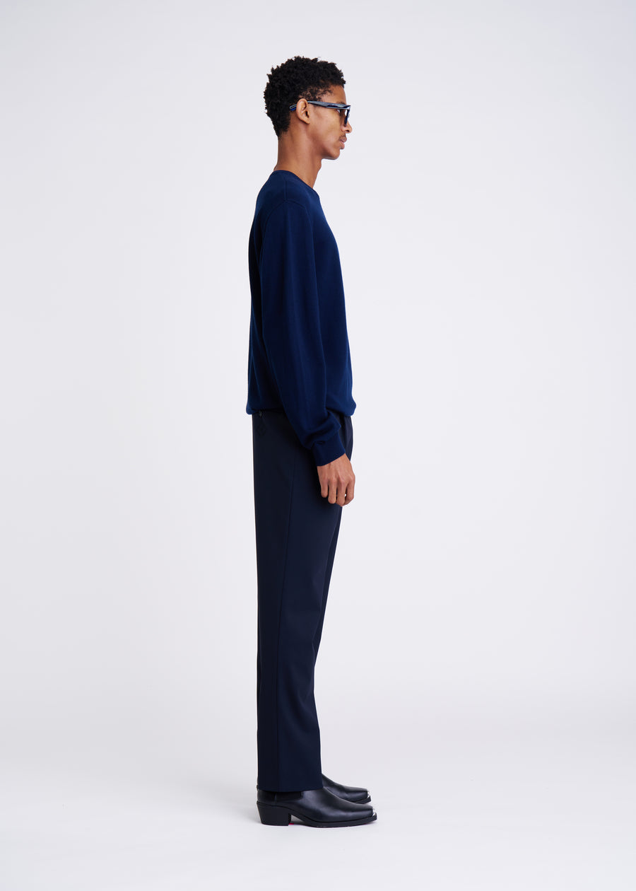 Fine Merino Navy Crewneck