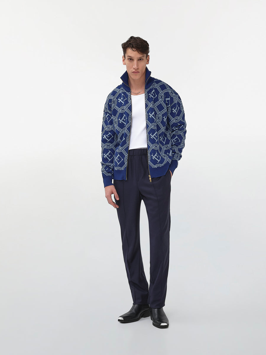 Monogram Knitted Jacket Blue