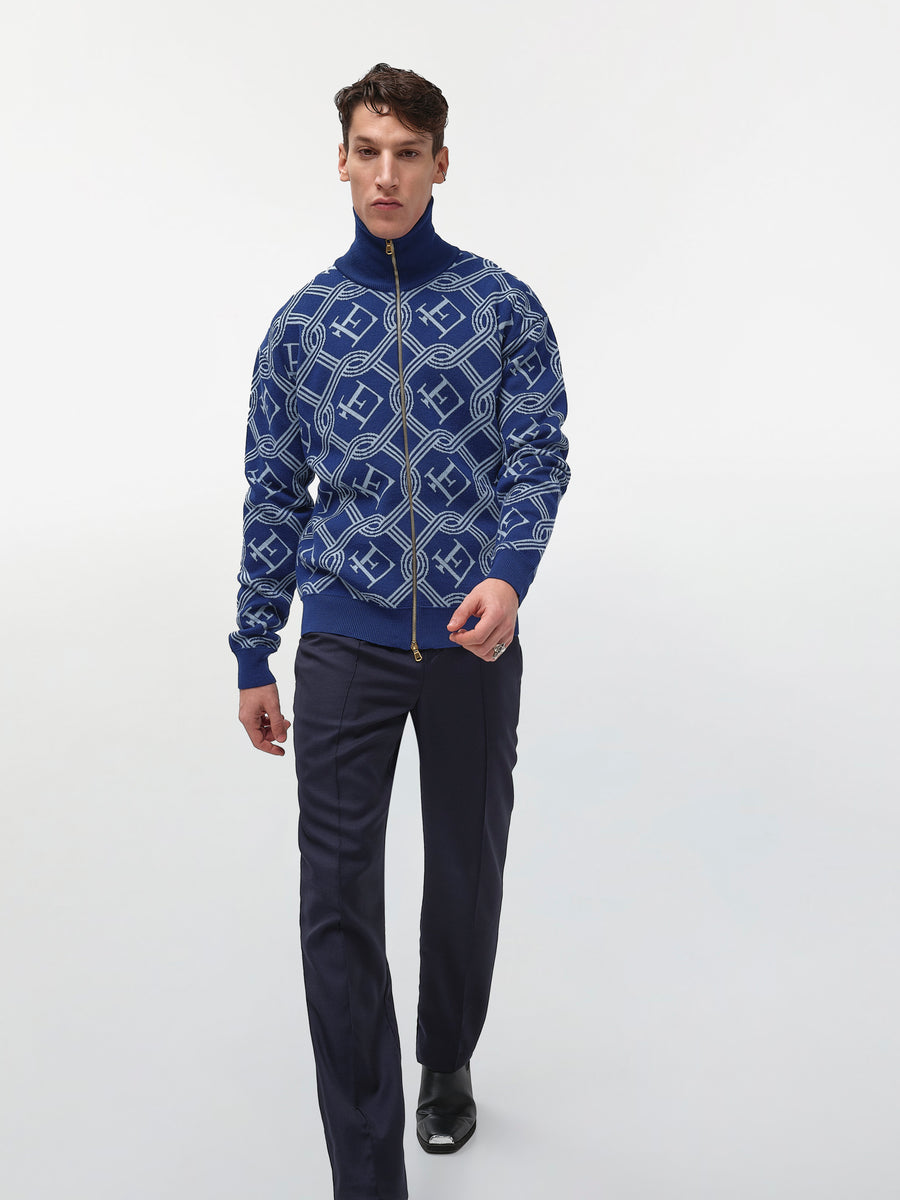 Monogram Knitted Jacket Blue