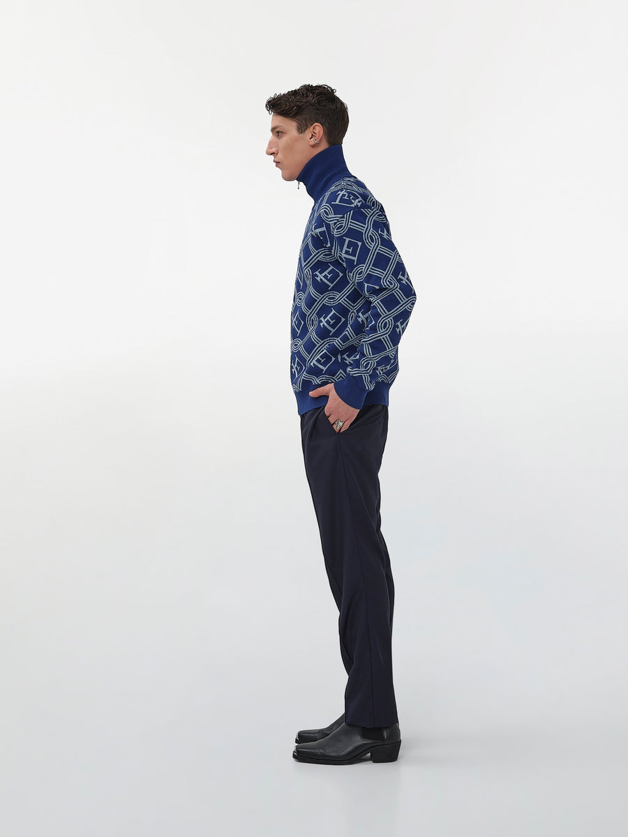 Monogram Knitted Jacket Blue