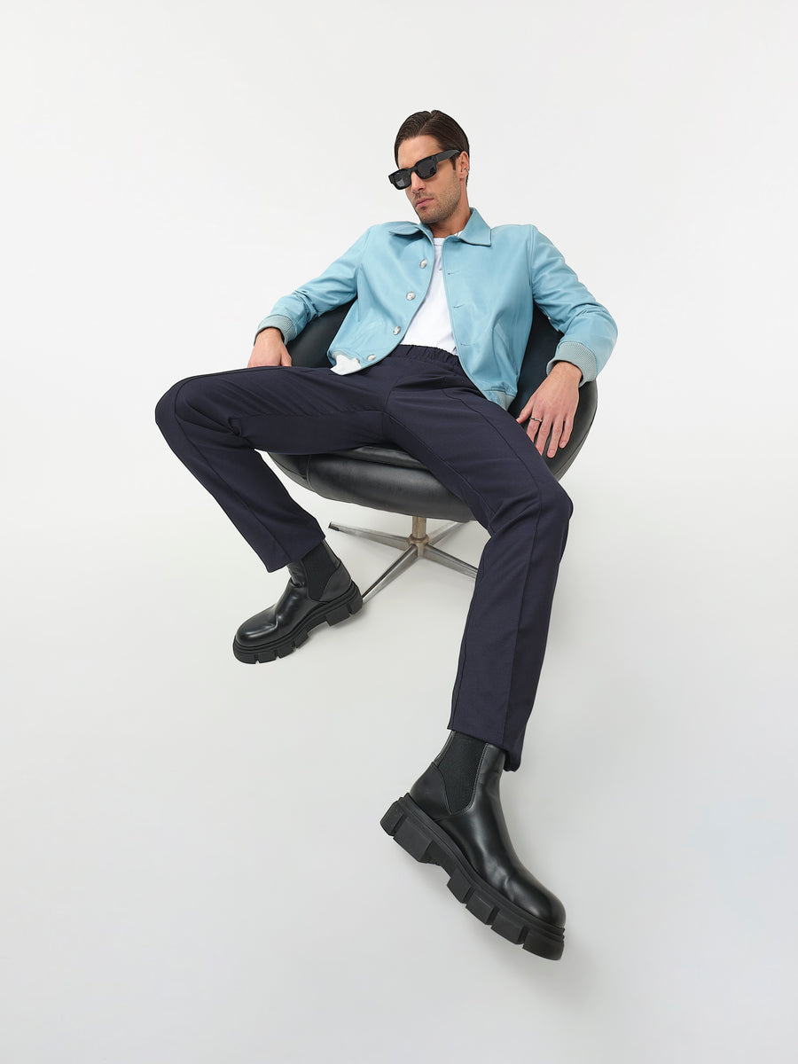 Dark Blue Pleated Pants
