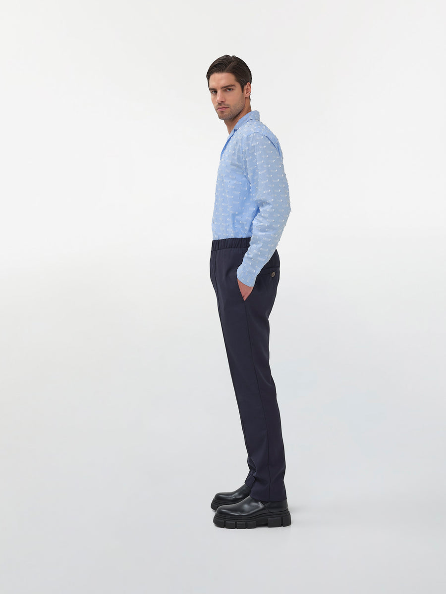 Dark Blue Pleated Pants